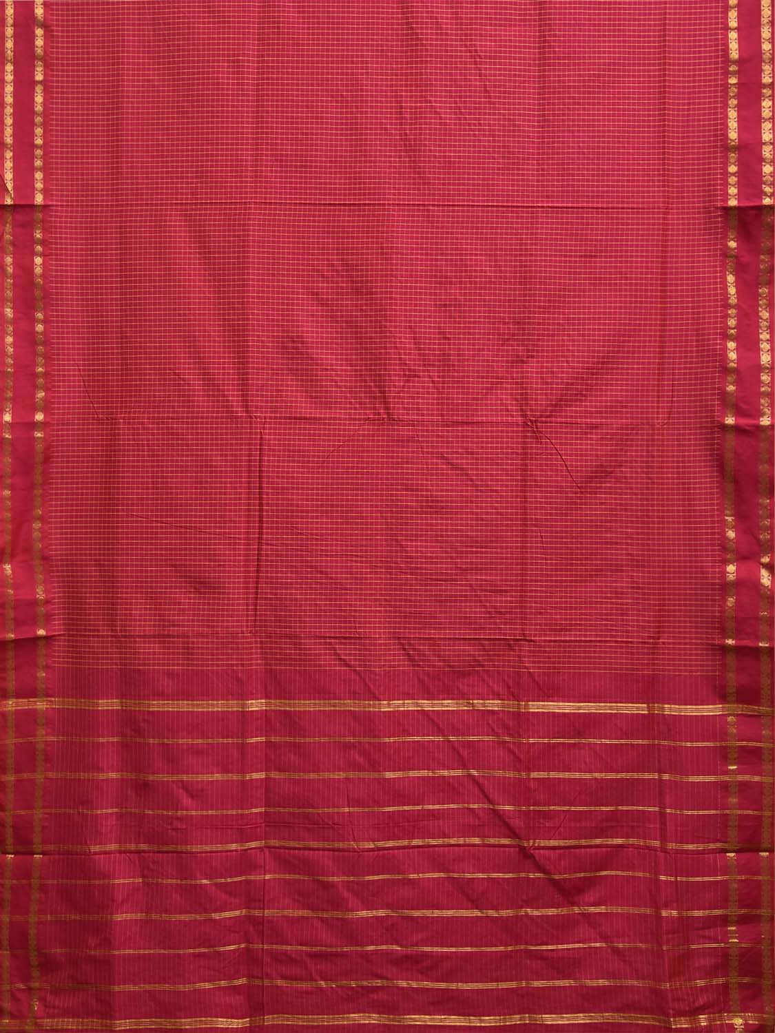 Red Gadwal Cotton Viscose Saree with Checks and Body Border Design g0629