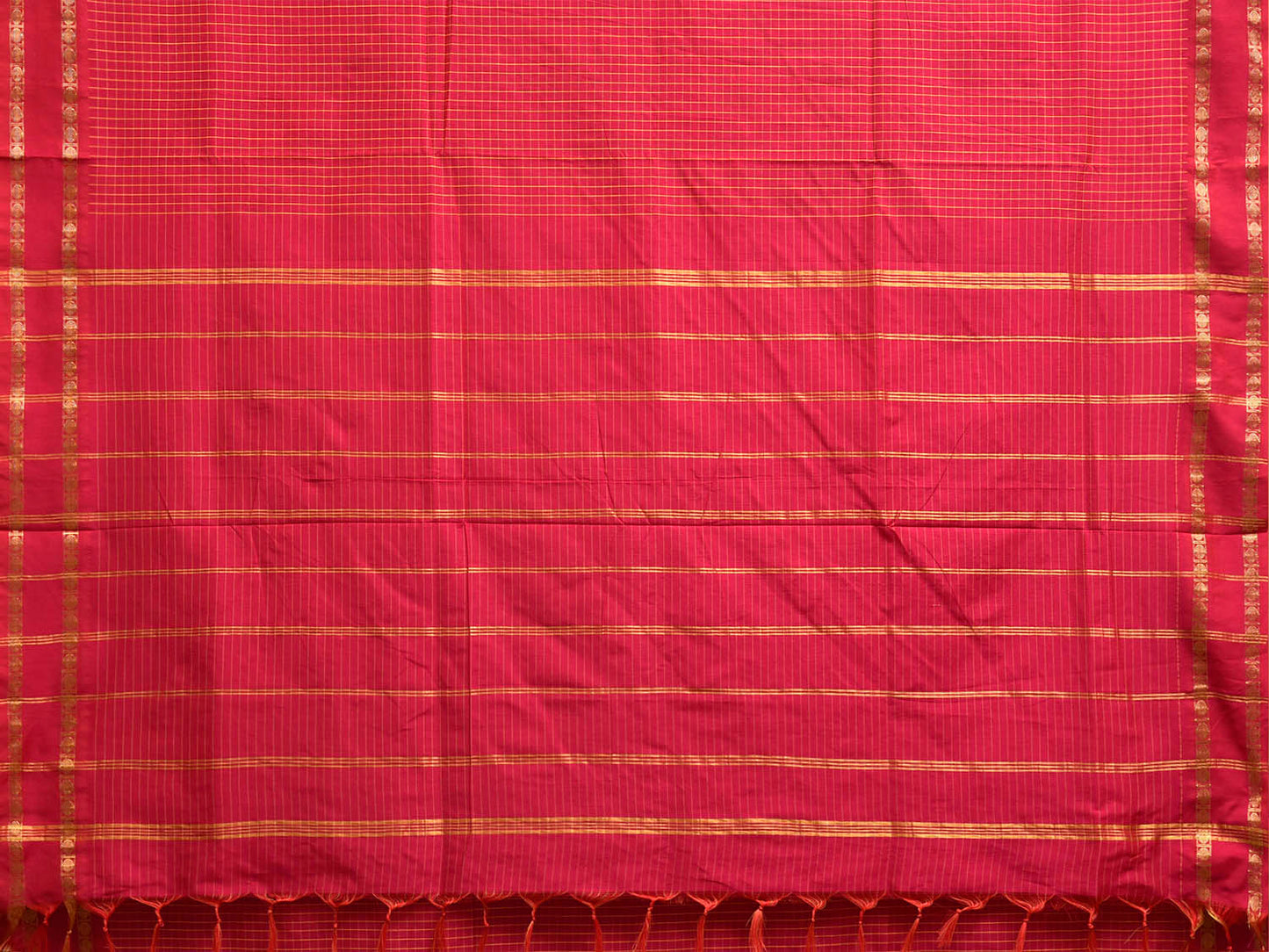 Red Gadwal Cotton Viscose Saree with Checks and Body Border Design g0629