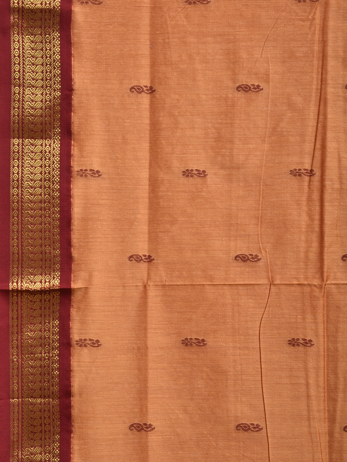 Light Orange and Dark Red Gadwal Cotton Viscose Saree with Pallu Design g0634
