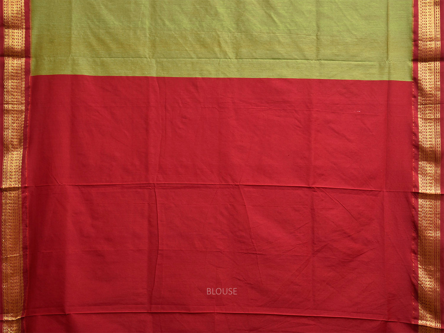 Green and Dark Red Gadwal Cotton Viscose Saree with Pallu Design g0636