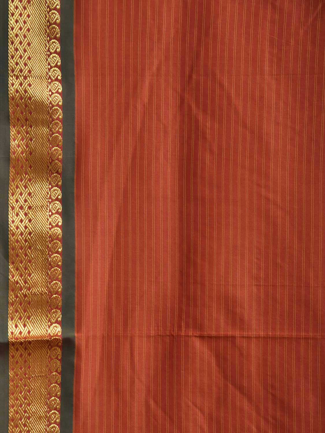 Rust and Olive Gadwal Viscose Saree with Strips Design g0637