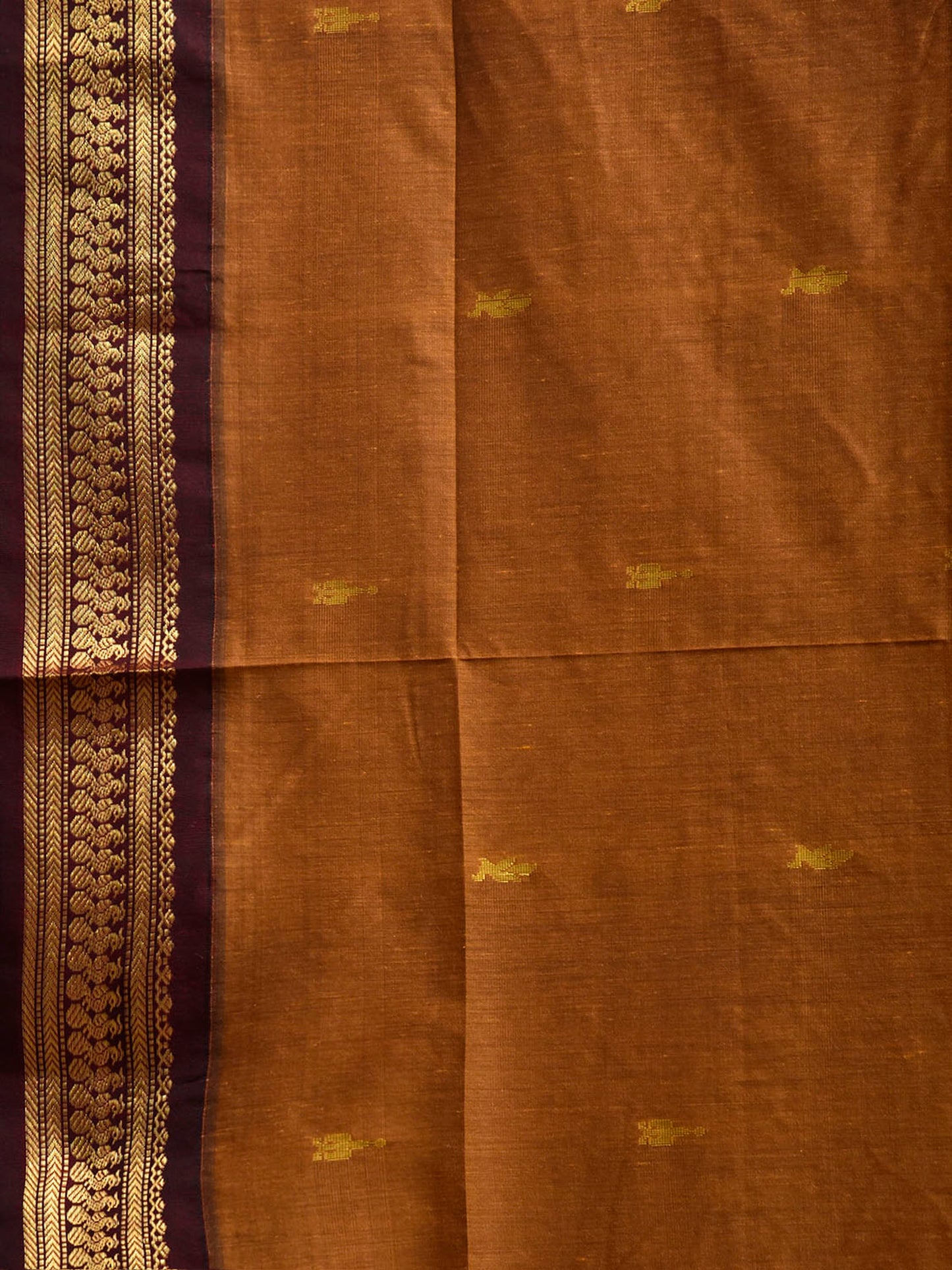 Dark Mustard and Dark Red Gadwal Cotton Viscose Saree with Pallu Design g0646