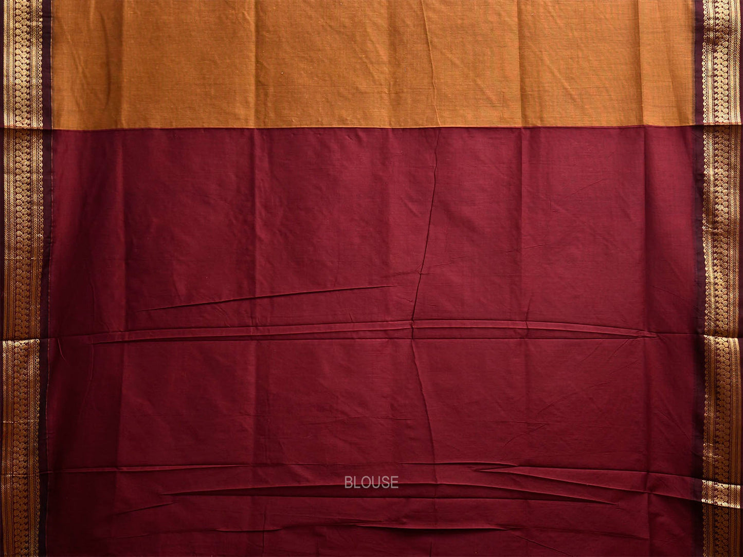 Dark Mustard and Dark Red Gadwal Cotton Viscose Saree with Pallu Design g0646