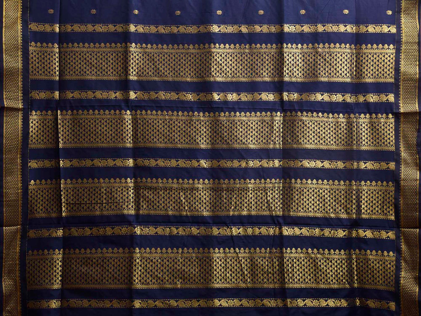 Navy Gadwal Cotton Viscose Saree with Small Buta and Pallu Design g0647
