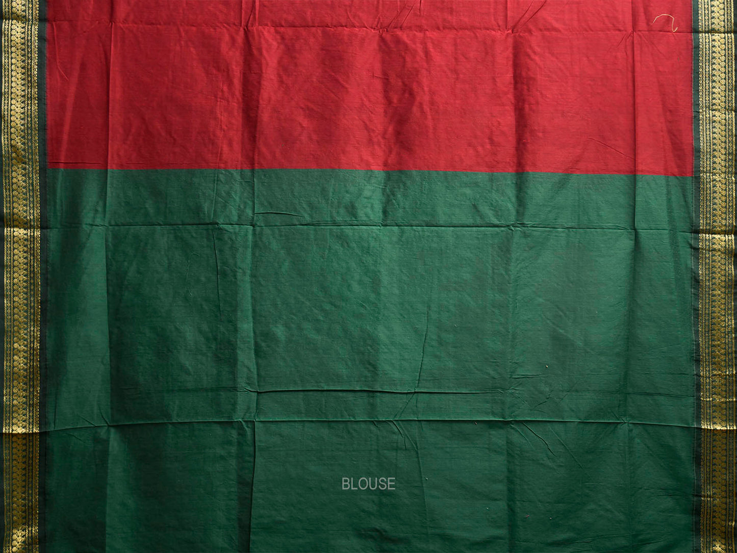 Dark Red and Green Gadwal Cotton Viscose Saree with Pallu Design g0648