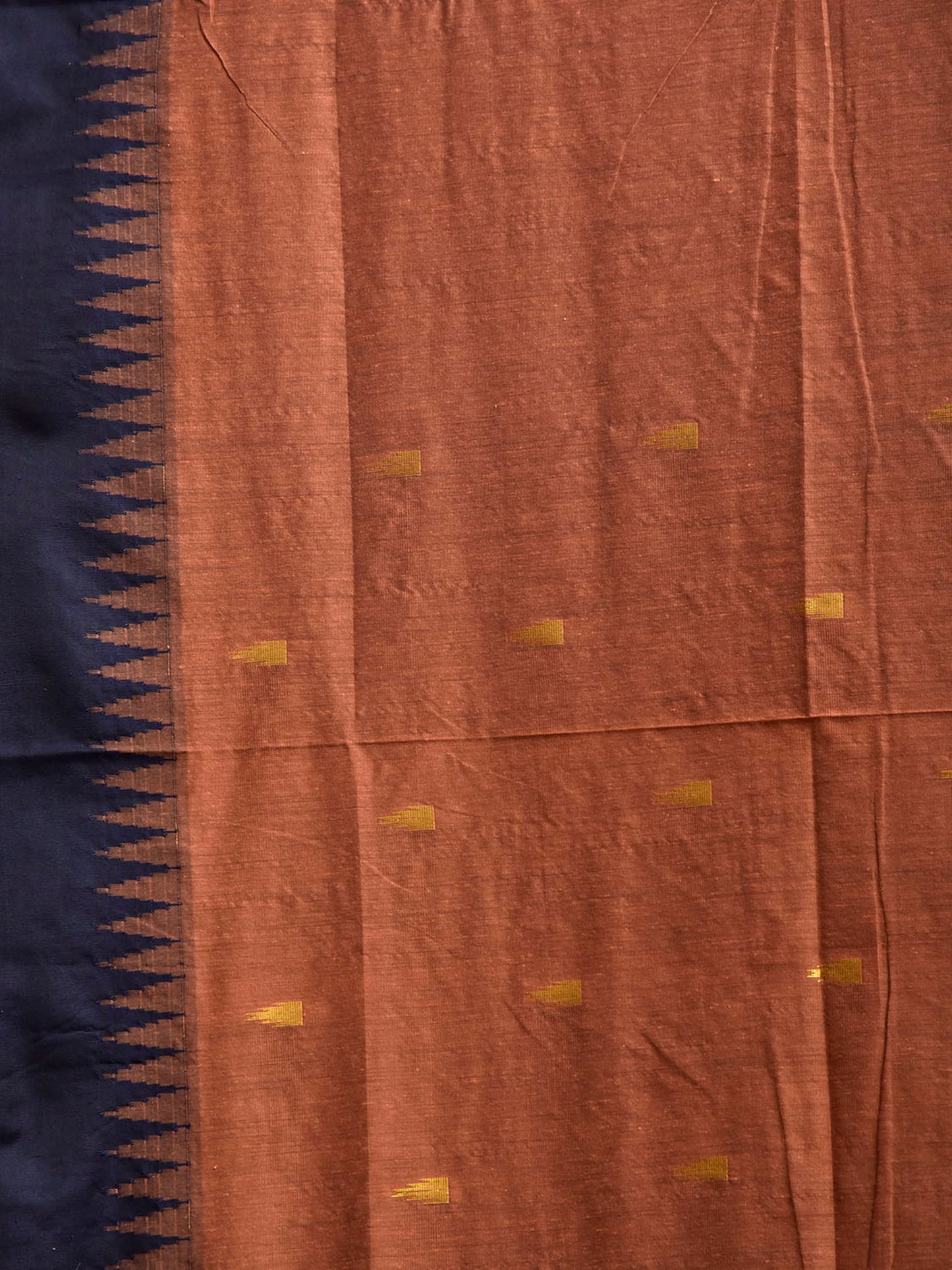 Fawn and Navy Gadwal Cotton Viscose Saree with Pallu Design g0650