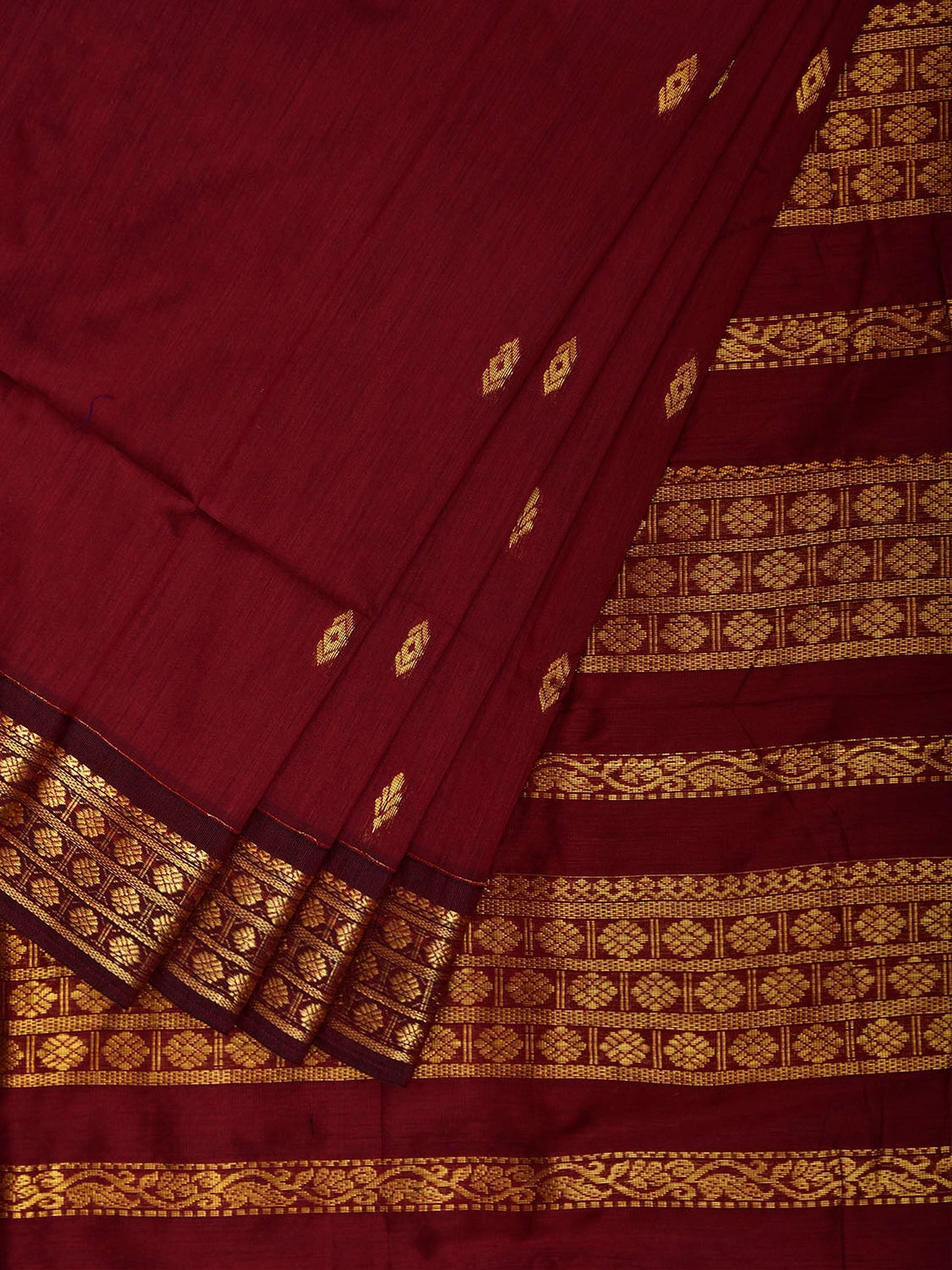 Maroon Gadwal Cotton Viscose Saree with Pallu Design g0651
