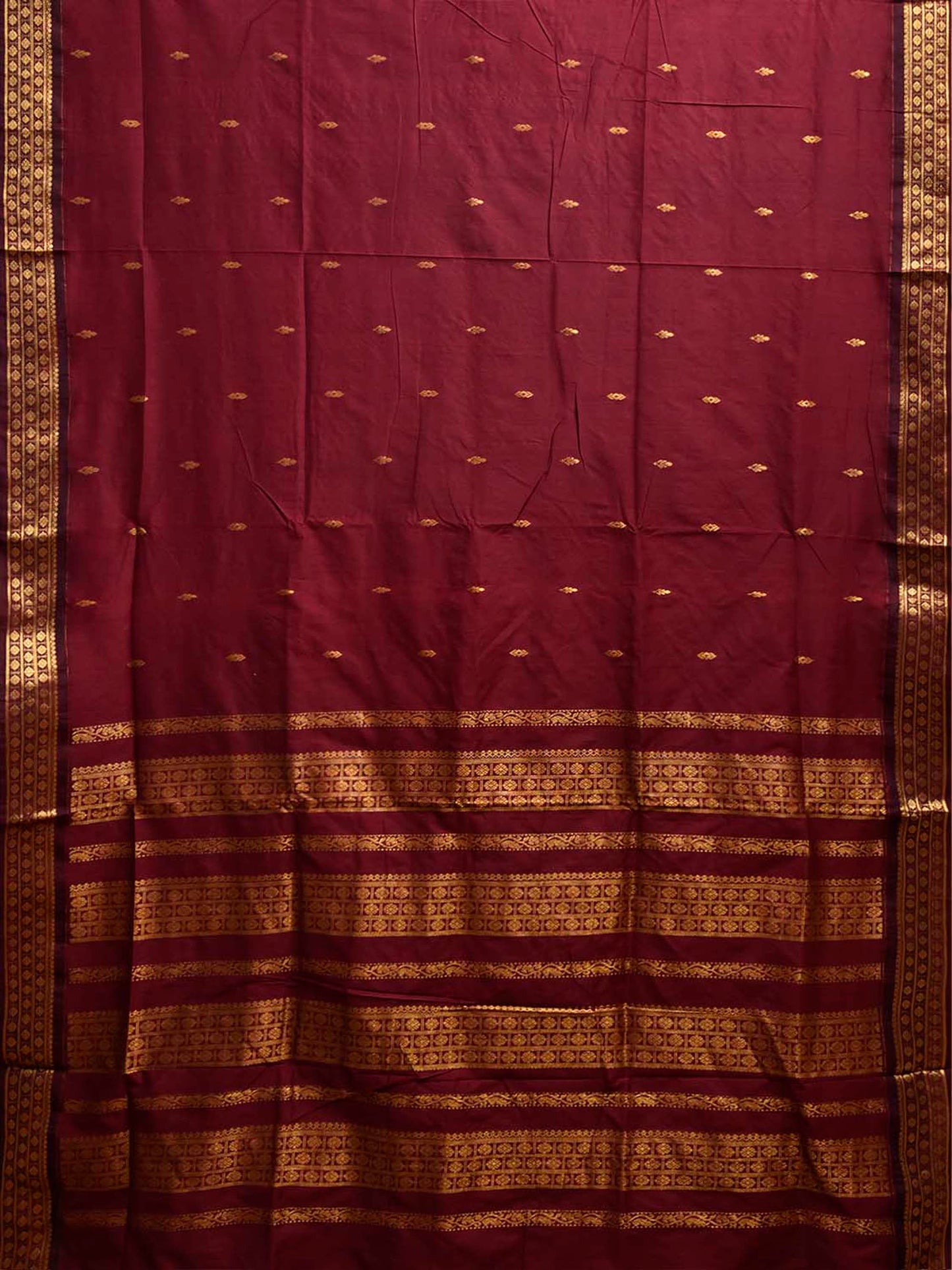 Maroon Gadwal Cotton Viscose Saree with Pallu Design g0651