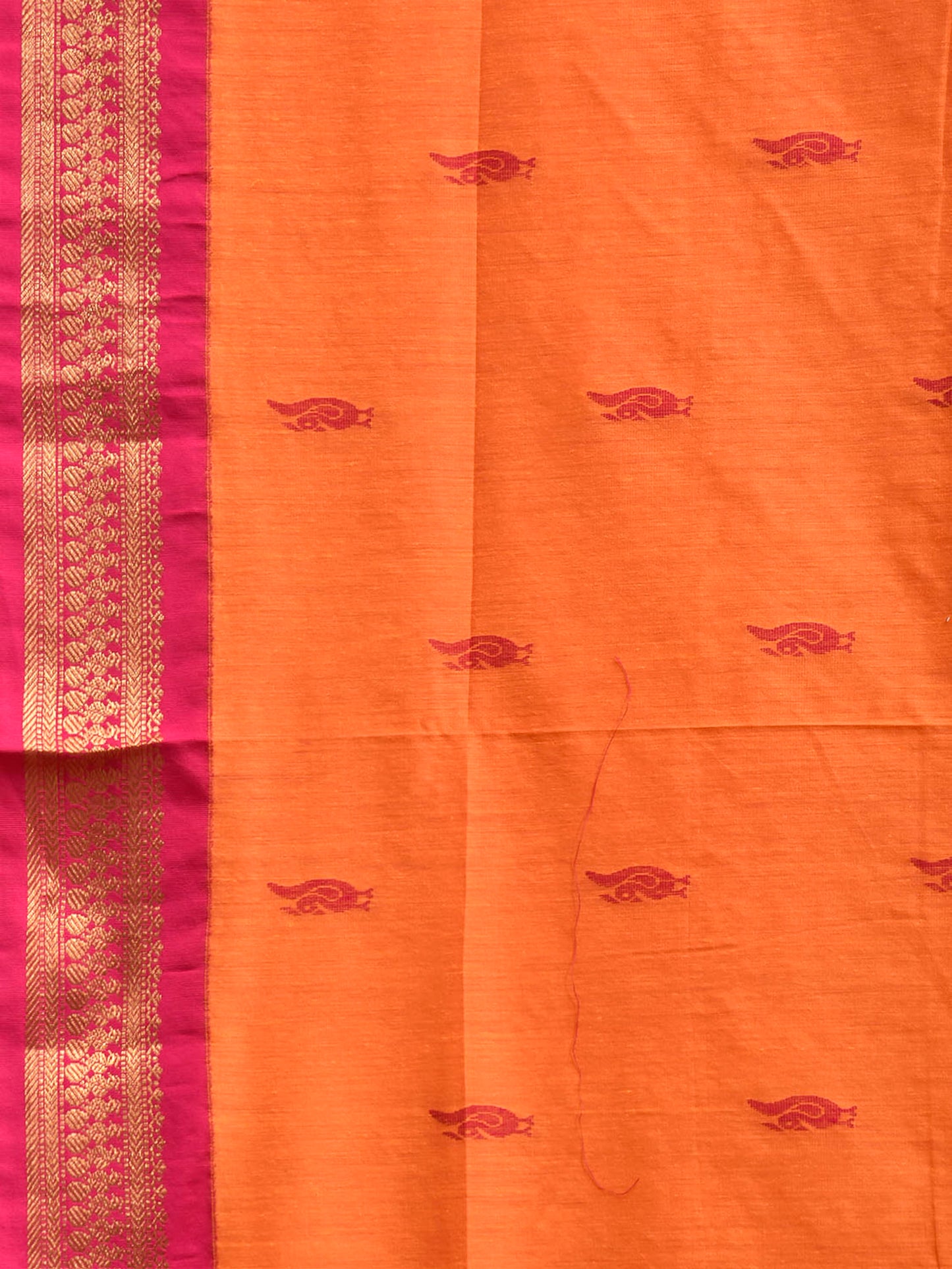 Orange and Pink Gadwal Cotton Viscose Saree with Pallu Design g0652