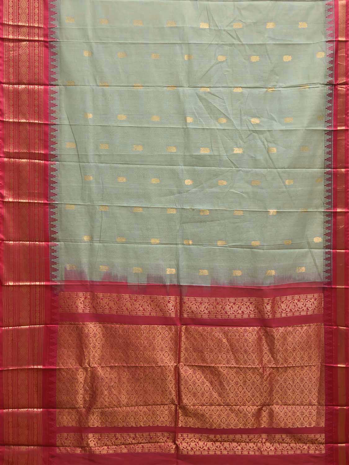 Sea Green and Pink Gadwal Cotton Viscose Saree with Body Buta and Pallu Design No Blouse g0653