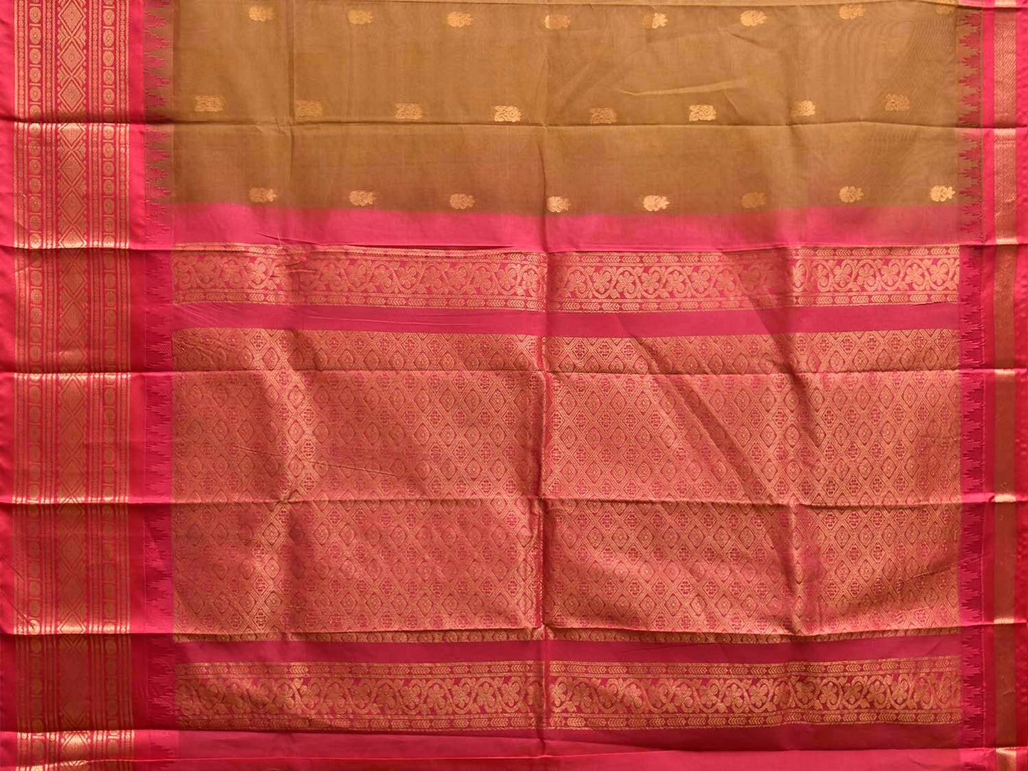 Olive and Pink Gadwal Cotton Viscose Saree with Body Buta and Pallu Design No Blouse g0654