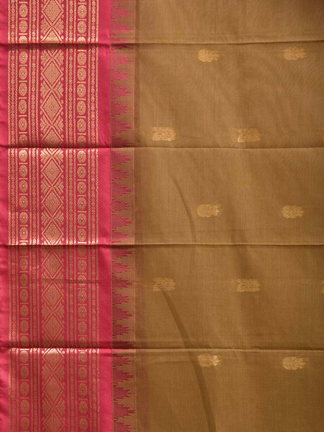 Olive and Pink Gadwal Cotton Viscose Saree with Body Buta and Pallu Design No Blouse g0654