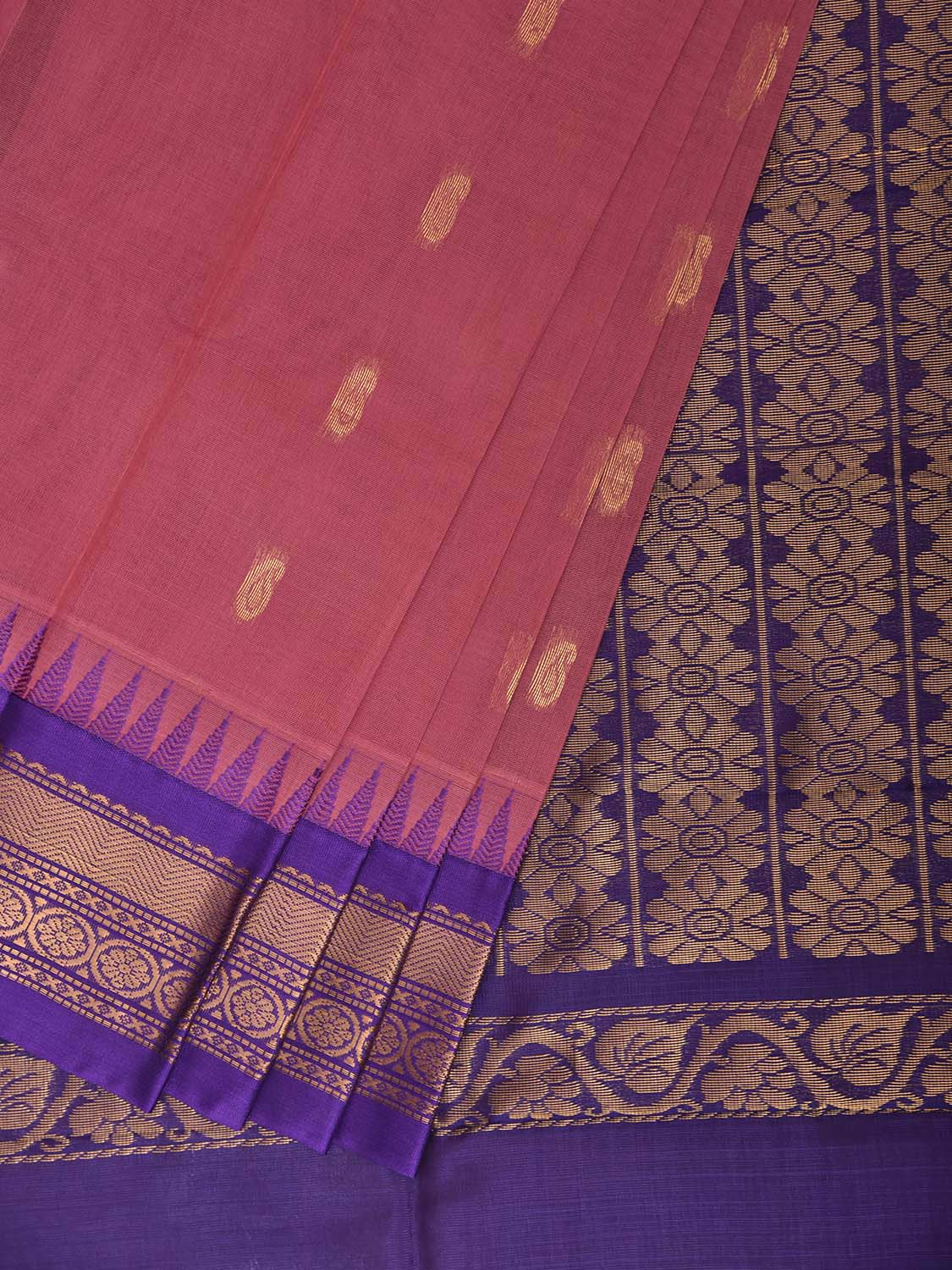 Pink and Purple Gadwal Cotton Viscose Saree with Body Buta and Pallu Design No Blouse g0658