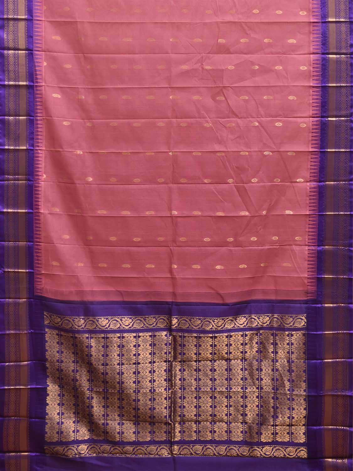 Pink and Purple Gadwal Cotton Viscose Saree with Body Buta and Pallu Design No Blouse g0658