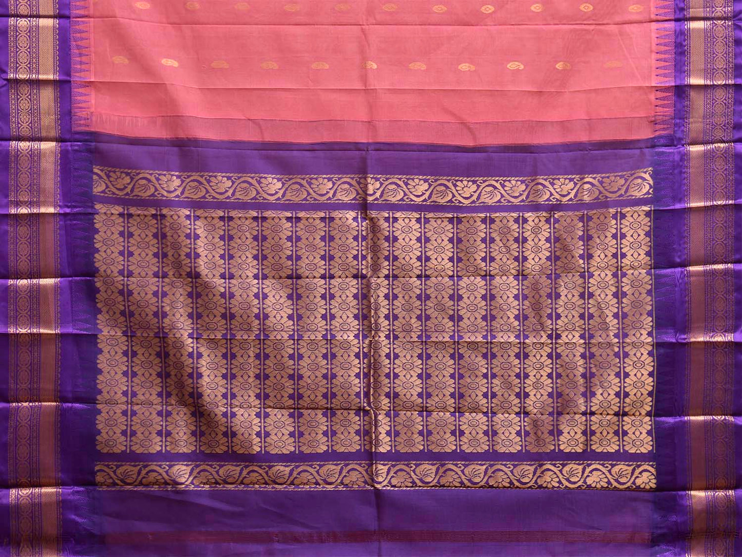Pink and Purple Gadwal Cotton Viscose Saree with Body Buta and Pallu Design No Blouse g0658