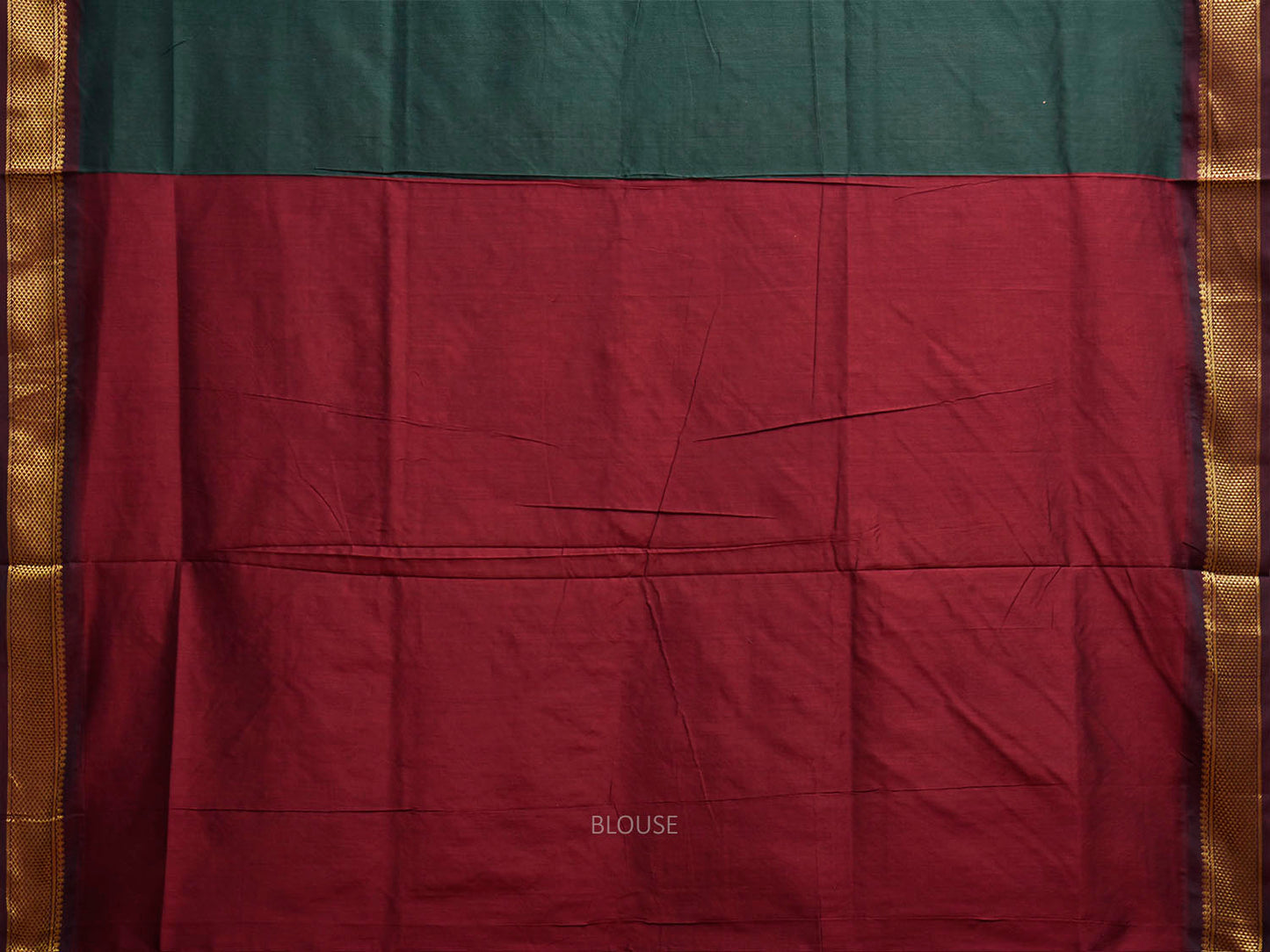 Dark Green and Maroon Gadwal Cotton Viscose Saree with Body Buta and Pallu Design g0661