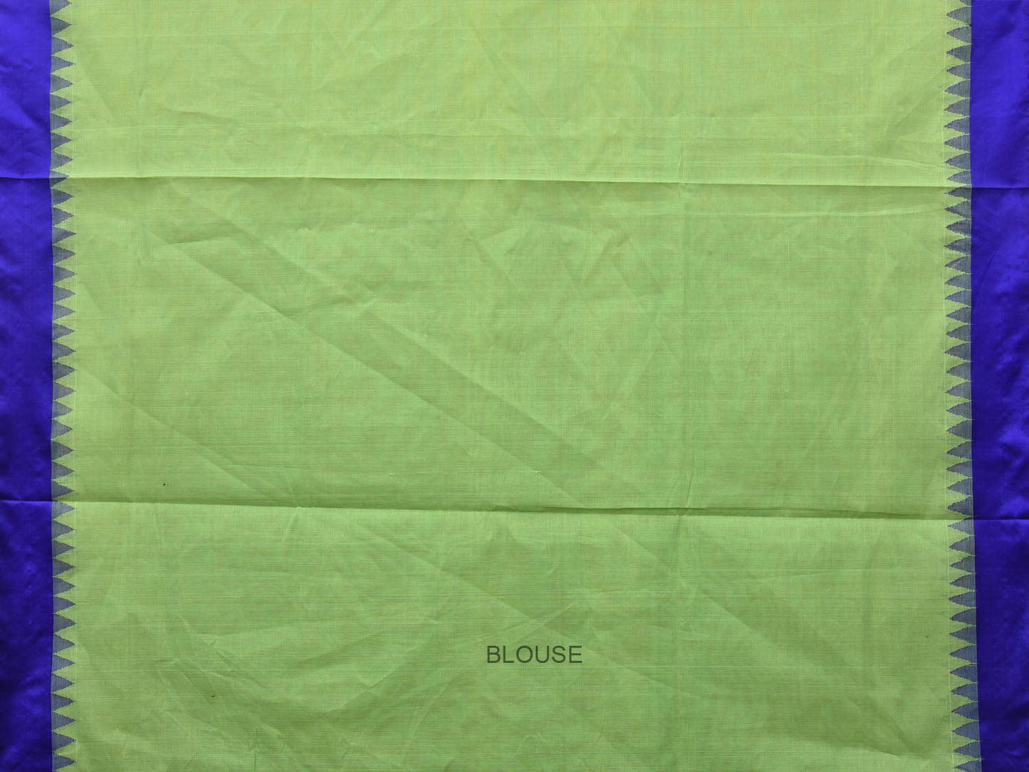 Green and Blue Khadi Cotton Handloom Saree Plain Saree with Temple Border Design kh0607