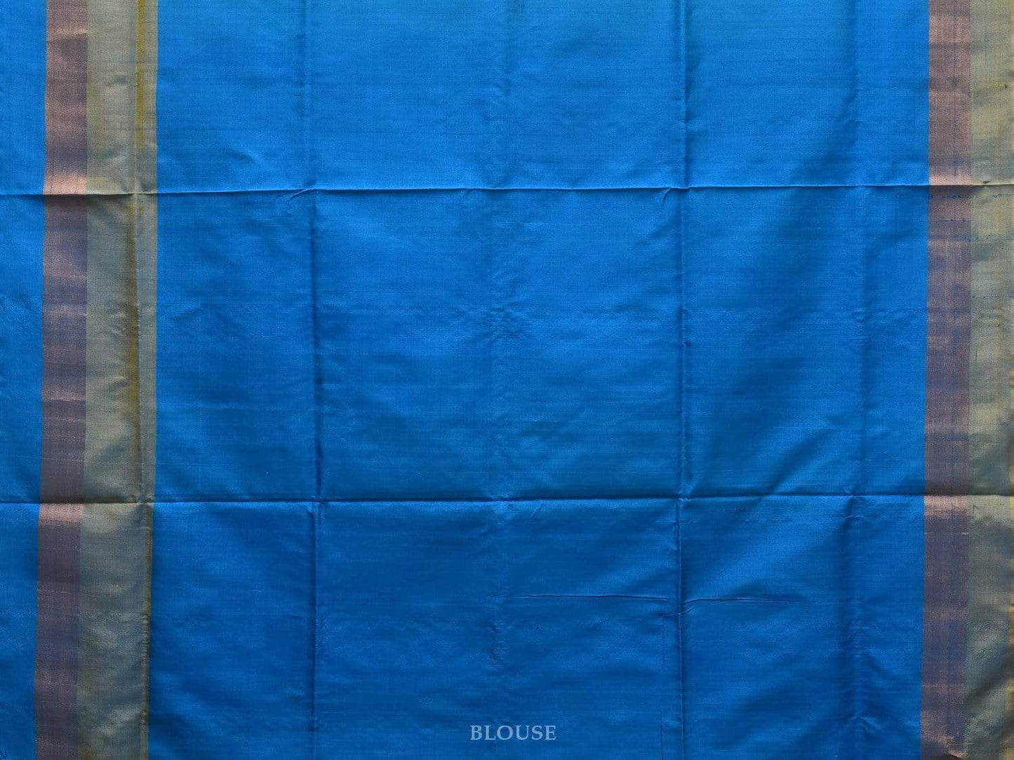 Green and Blue Uppada Silk Handloom Saree with Half Checks Body Design u1763