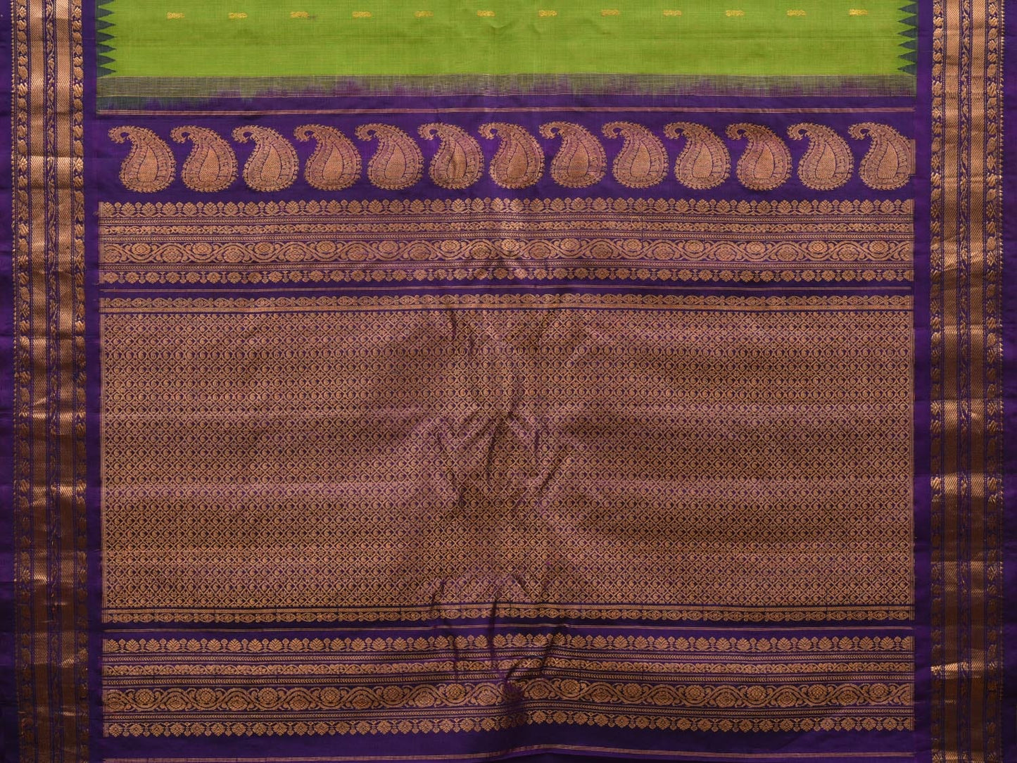Green and Dark Blue Gadwal Sico Handloom Saree with Mango Pallu Design g0305
