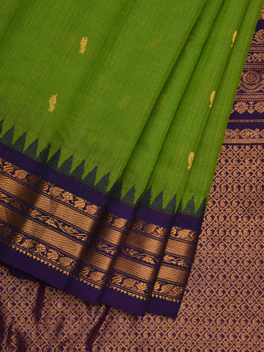 Green and Dark Blue Gadwal Sico Handloom Saree with Mango Pallu Design g0305