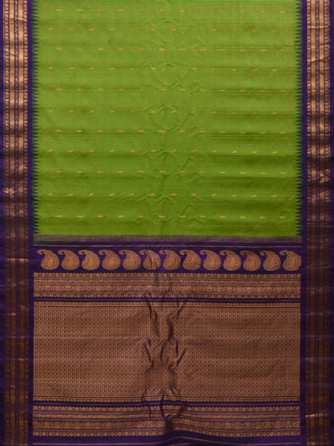 Green and Dark Blue Gadwal Sico Handloom Saree with Mango Pallu Design g0305