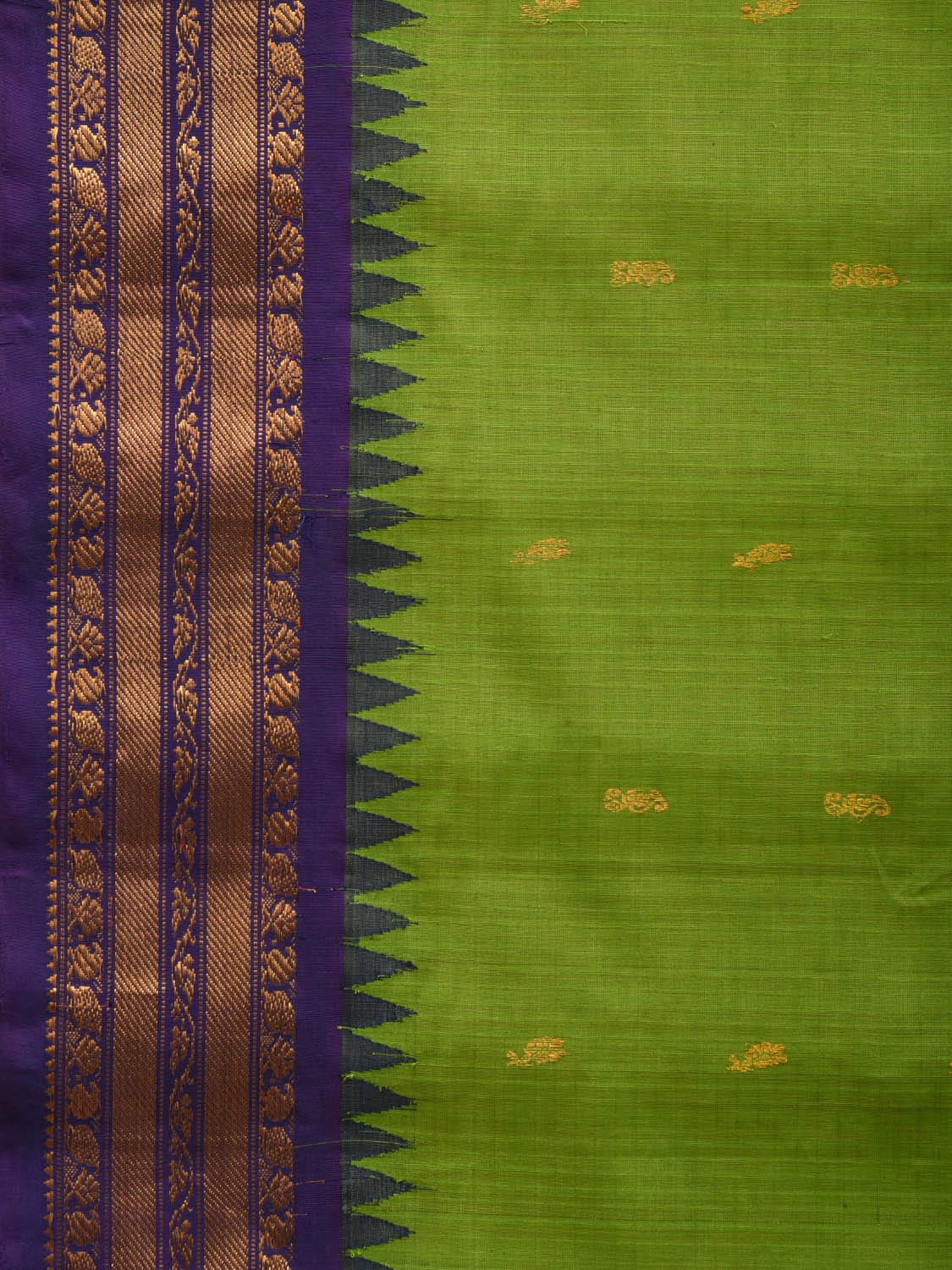 Green and Dark Blue Gadwal Sico Handloom Saree with Mango Pallu Design g0305