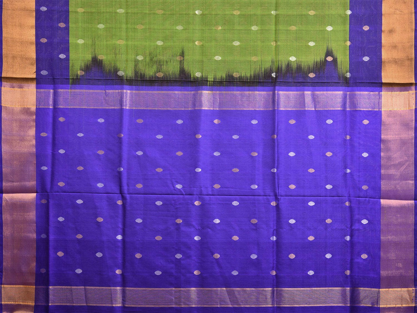 Green and Dark Blue Uppada Silk Handloom Saree with Body Buta Design u2311