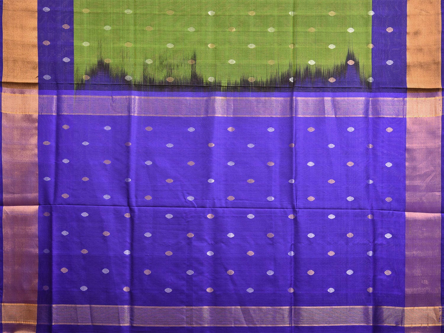 Green and Dark Blue Uppada Silk Handloom Saree with Body Buta Design u2311