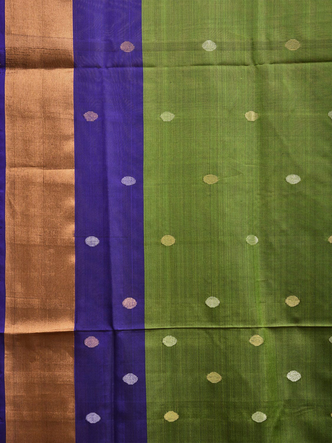 Green and Dark Blue Uppada Silk Handloom Saree with Body Buta Design u2311
