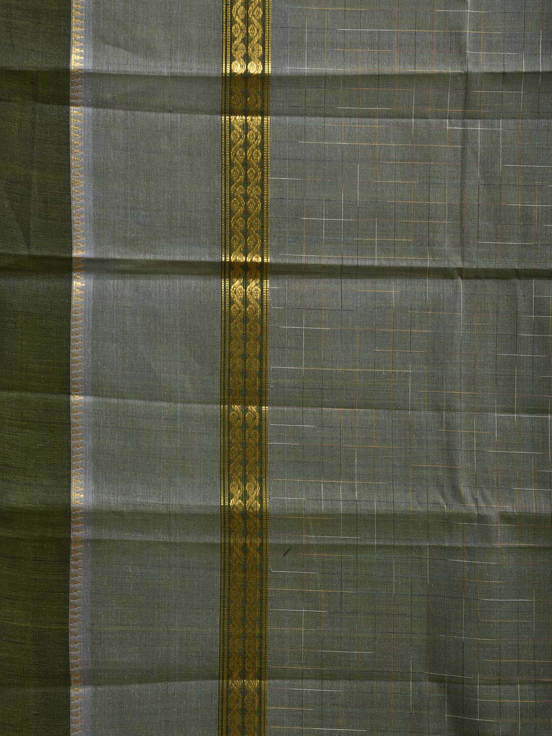 Green and Grey Narayanpet Cotton Handloom Saree with One Side Big Border Design No Blouse np1137