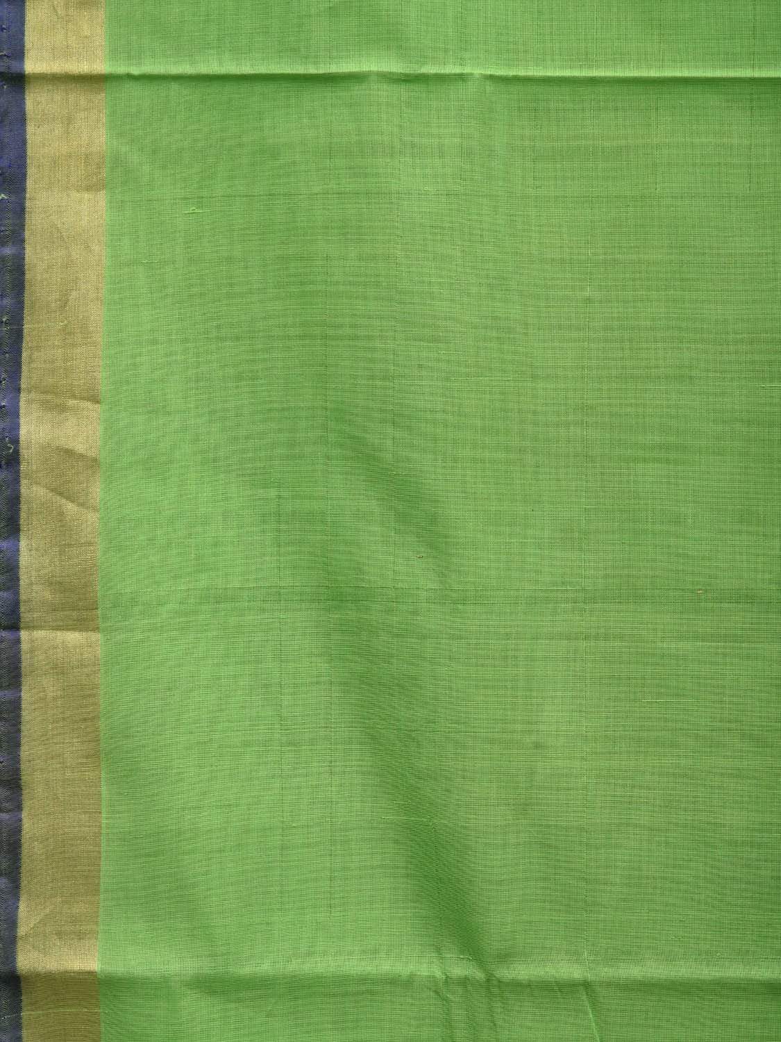 Green and Olive Khadi Cotton Handloom Saree with Half Temple Design kh0523