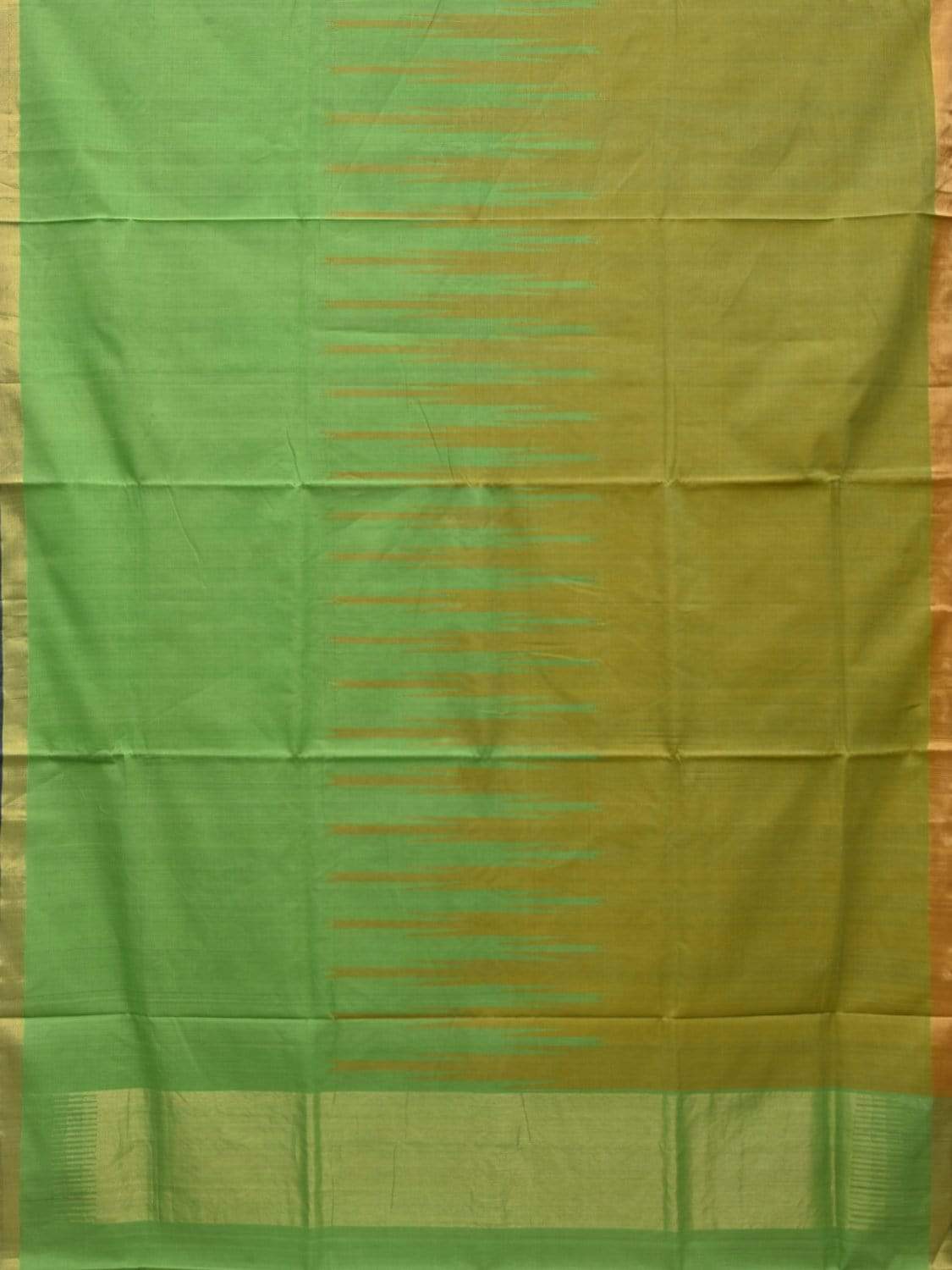 Green and Olive Khadi Cotton Handloom Saree with Half Temple Design kh0523