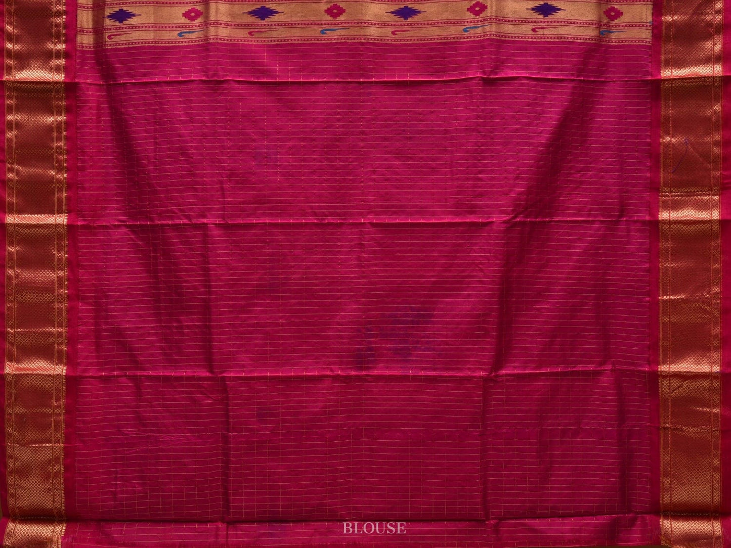 Green and Pink Paithani Silk Handloom Saree with Checks and Body Design p0421
