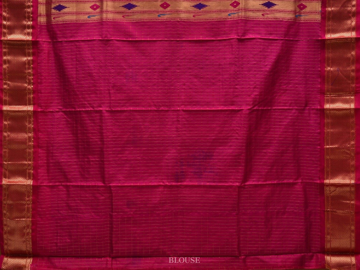 Green and Pink Paithani Silk Handloom Saree with Checks and Body Design p0421