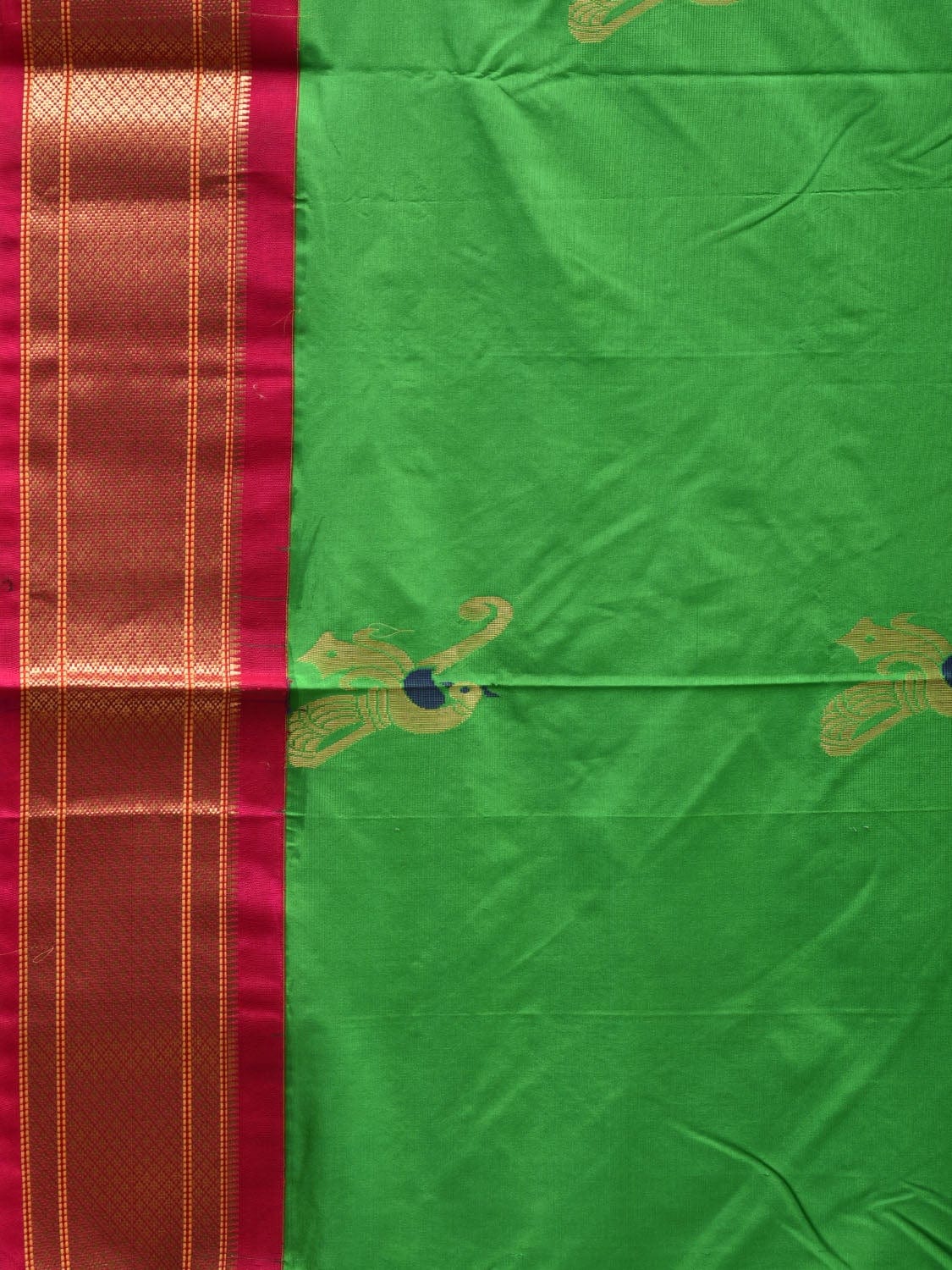 Green and Pink Paithani Silk Handloom Saree with Pallu and Body Buta Design p0419