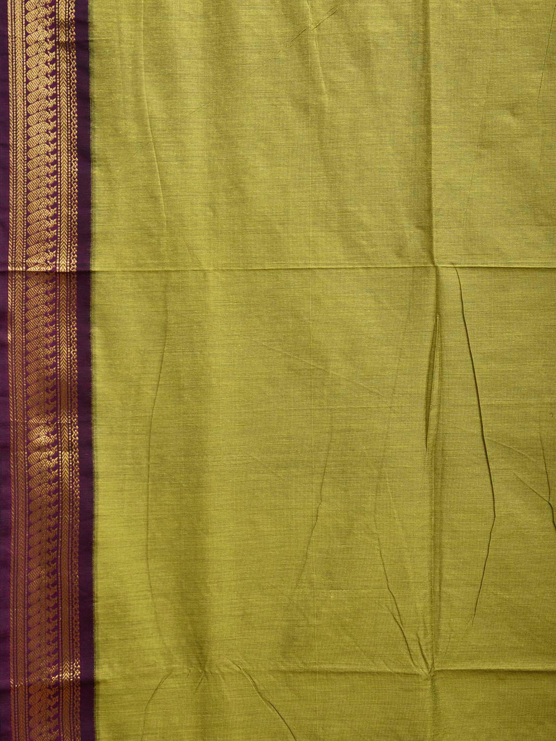 Green and Purple Gadwal Cotton Saree with Pallu and Border Design g0442