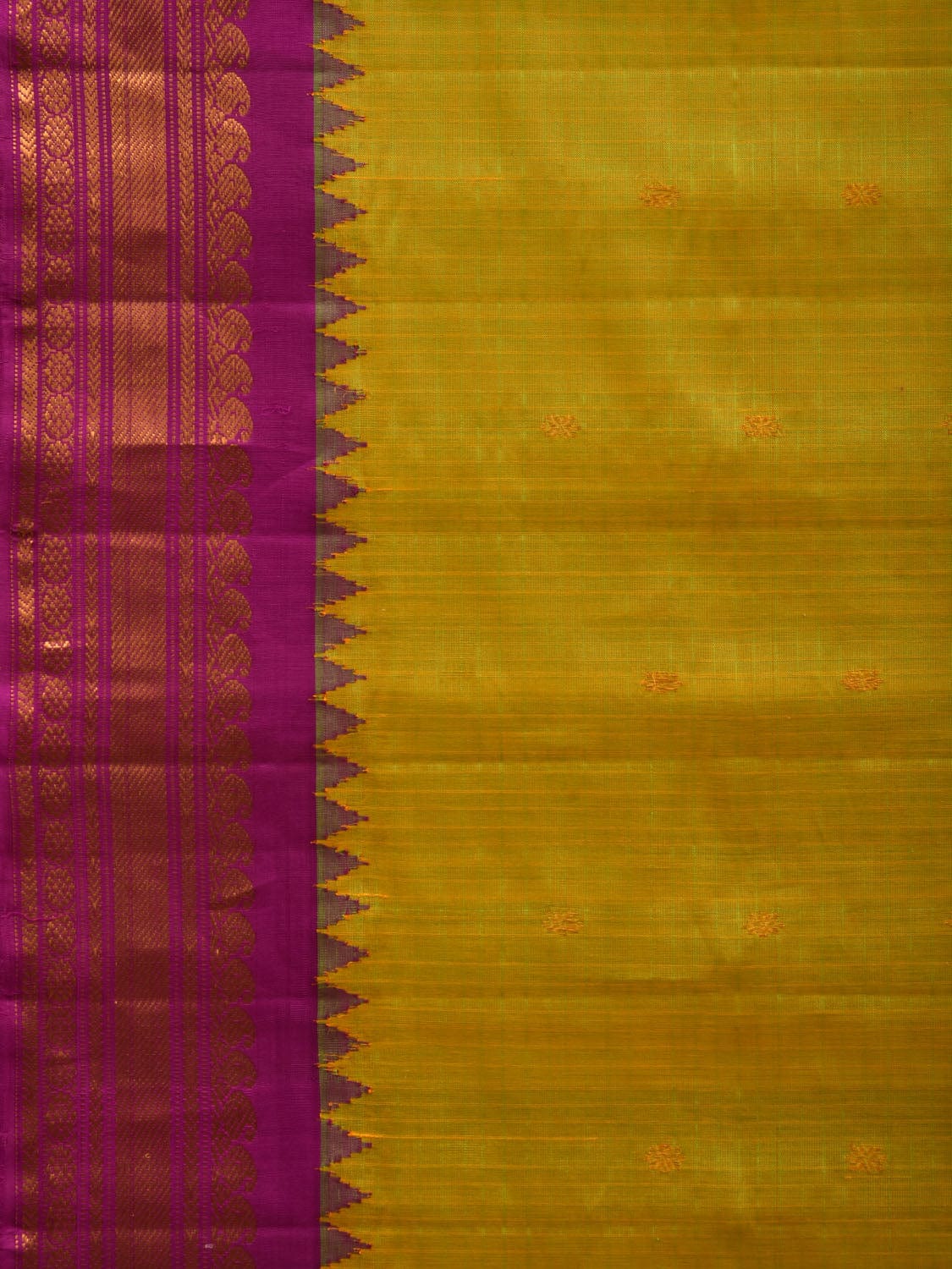 Green and Purple Gadwal Cotton Silk Handloom Saree with Border and Pallu Design g0293