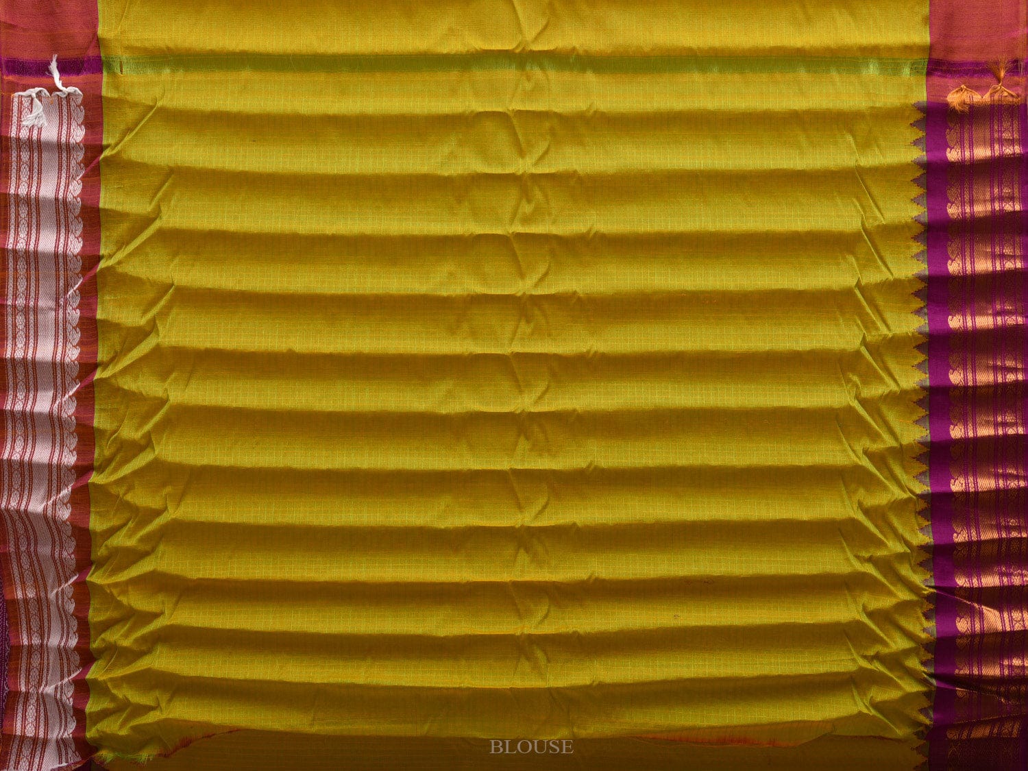 Green and Purple Gadwal Cotton Silk Handloom Saree with Border and Pallu Design g0293