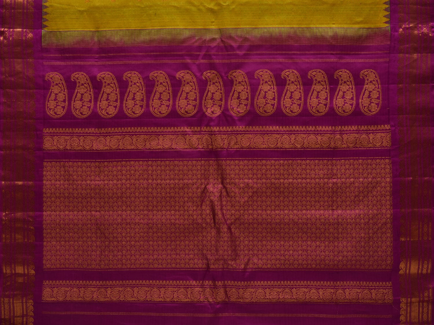 Green and Purple Gadwal Cotton Silk Handloom Saree with Border and Pallu Design g0293