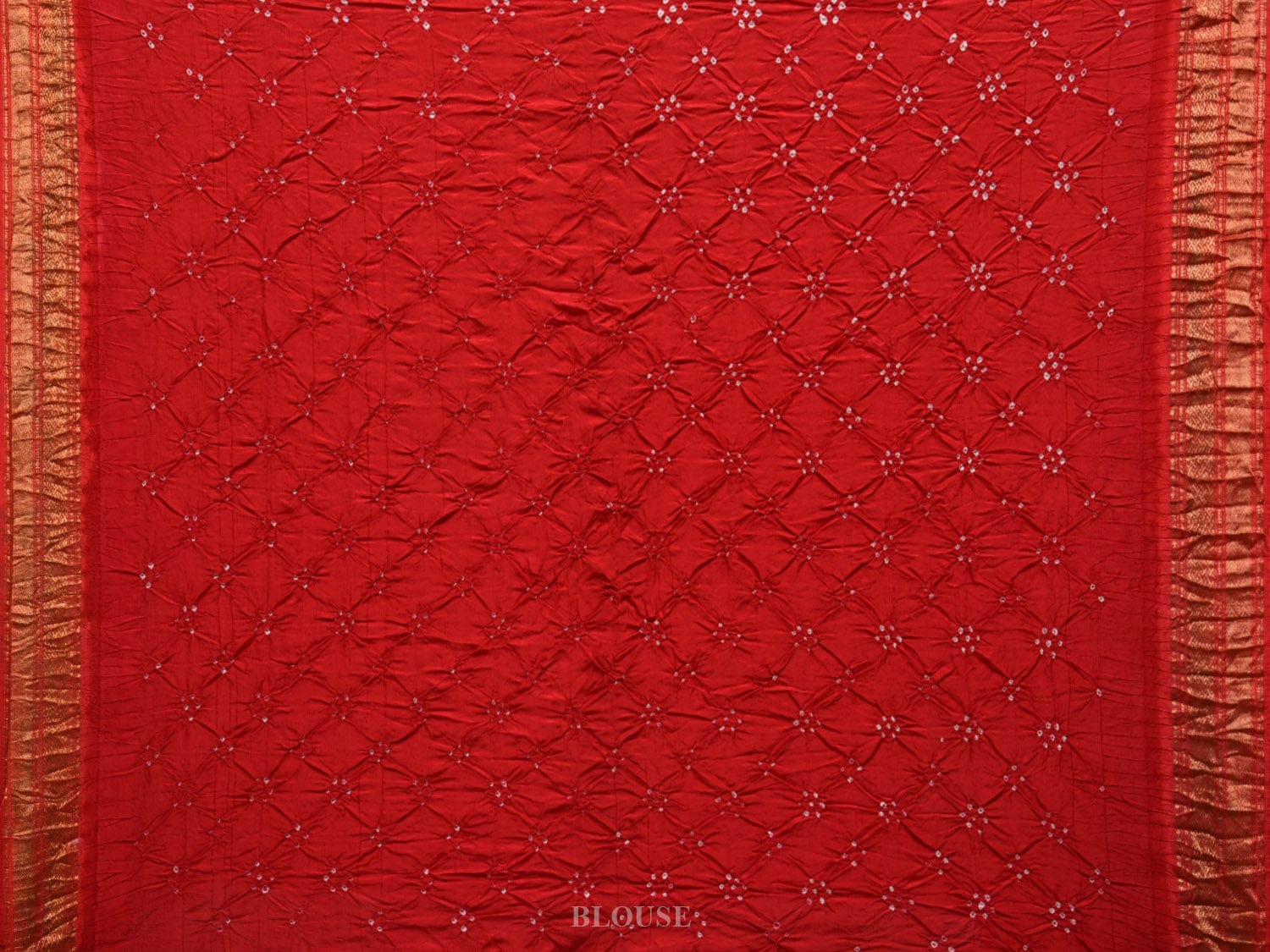 Green and Red Bandhani Gadwal Silk Handloom Saree with Mango Pallu Design bn0374