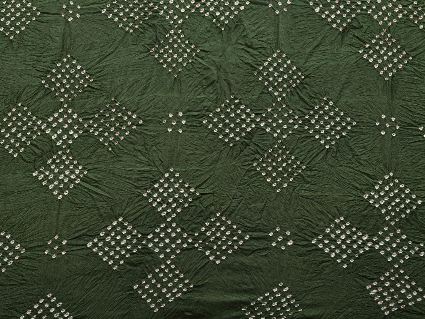 Green and Red Bandhani Kanchipuram Silk Handloom Dupatta with Border Design ds2920