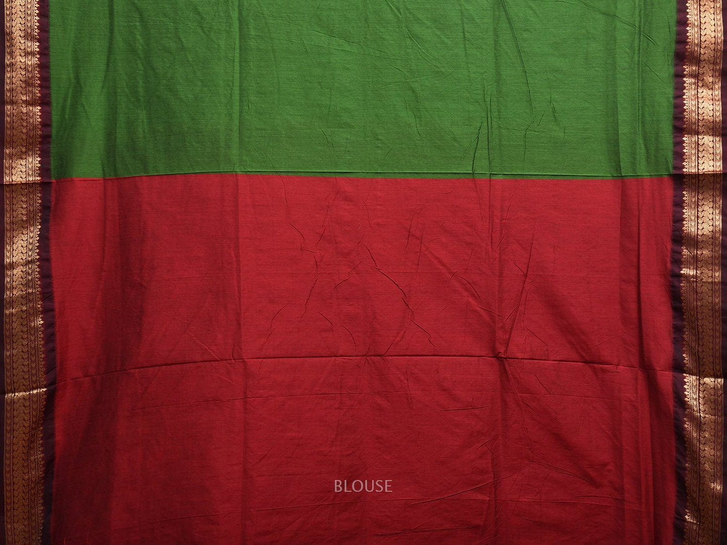 Green and Red Gadwal Cotton Saree with Body Buta and Pallu Design g0453