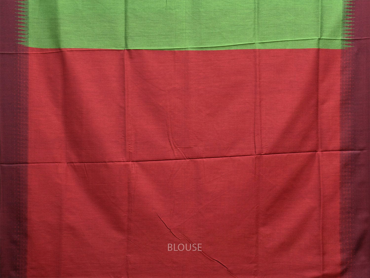 Green and Red Gadwal Cotton Saree with Pallu and Border Design g0445