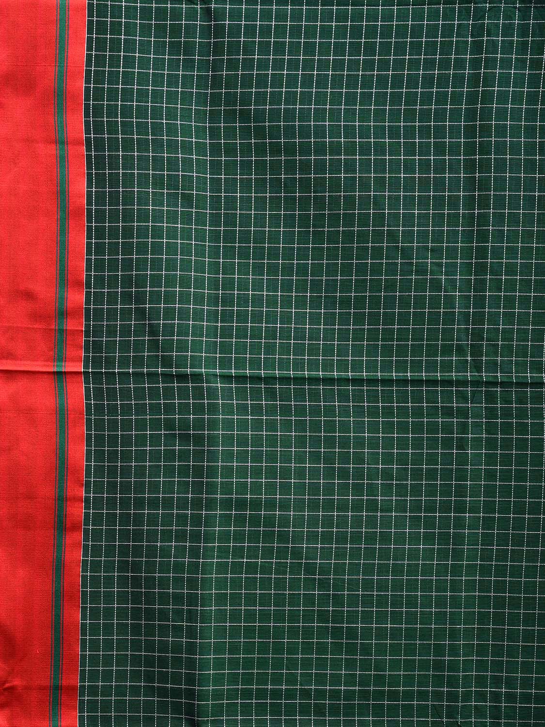 Green and Red ilkal Cotton Viscose Saree with Checks Design o0527