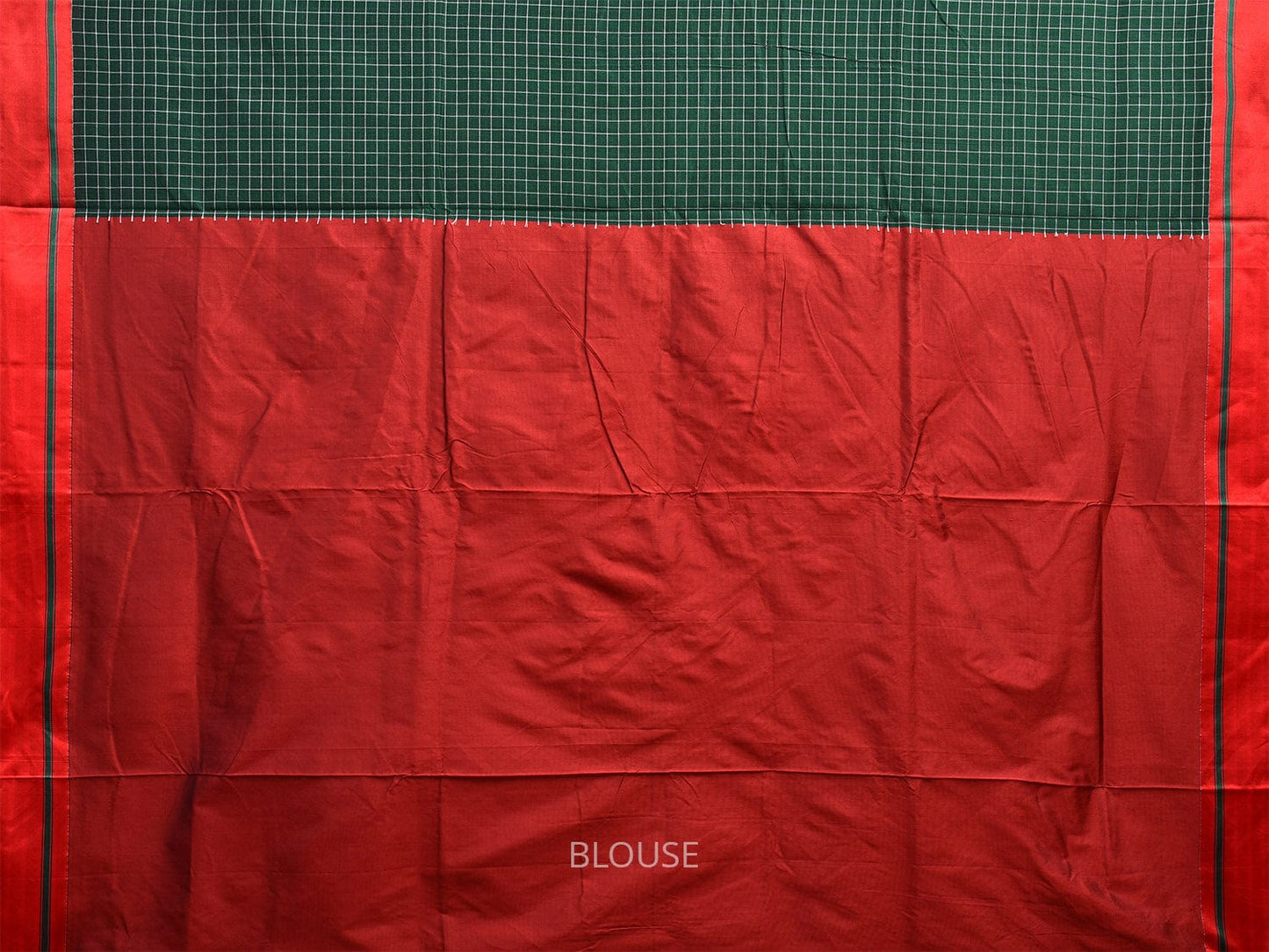 Green and Red ilkal Cotton Viscose Saree with Checks Design o0527