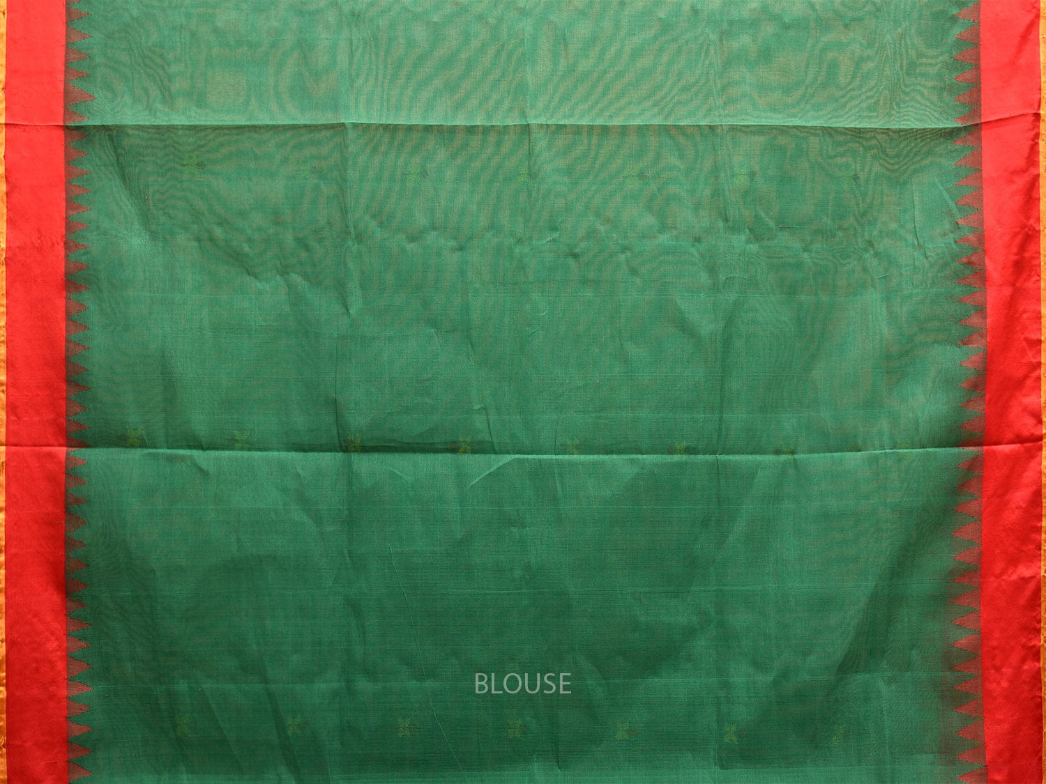 Green and Red Khadi Cotton Handloom Saree with Jamdani Buta Design kh0687