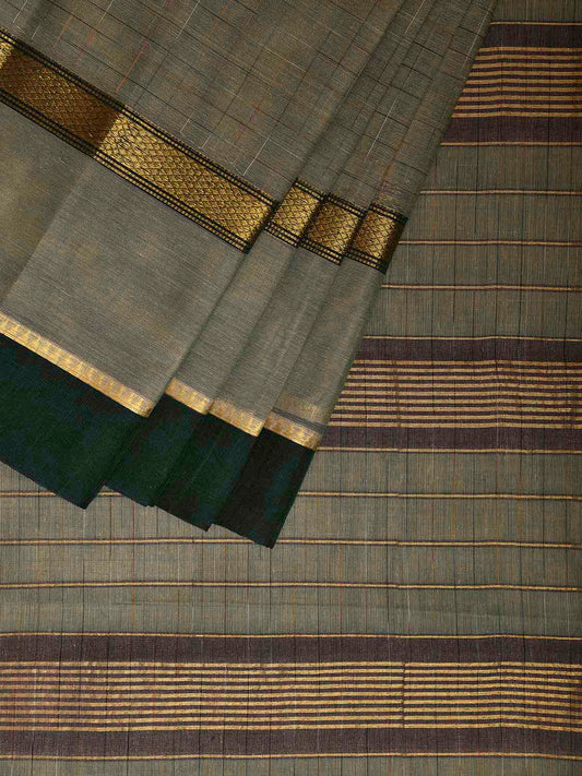 Green and Sea Green Narayanpet 80s Cotton Handloom Saree with Ikat Weave and Big Border Design No Blouse np1135