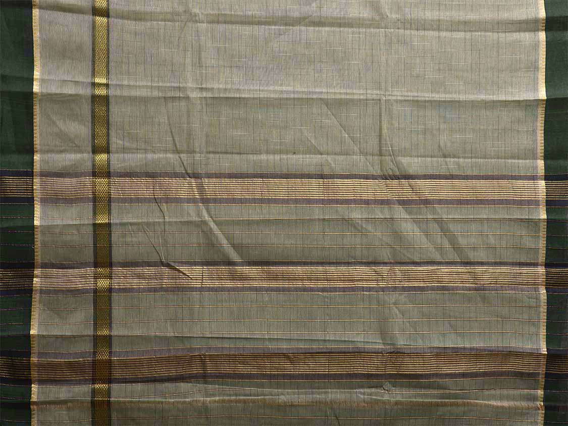 Green and Sea Green Narayanpet 80s Cotton Handloom Saree with Ikat Weave and Big Border Design No Blouse np1135