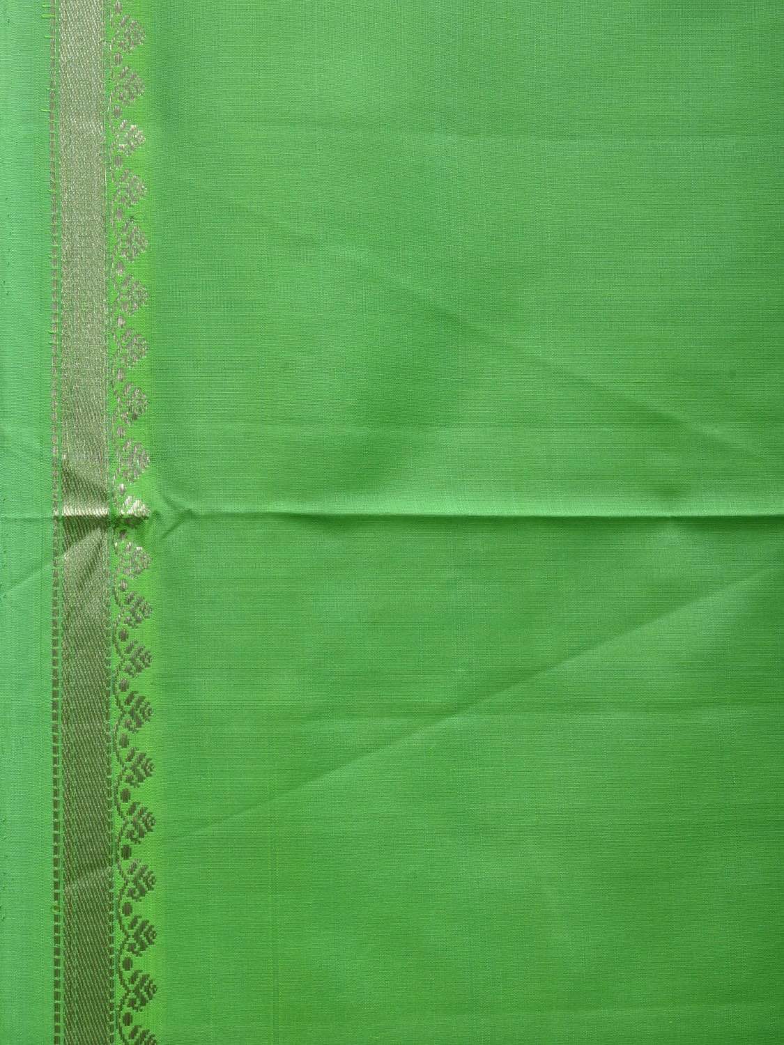 Green and Teal Kanchipuram Silk Handloom Plain Saree with Small Border Design k0509