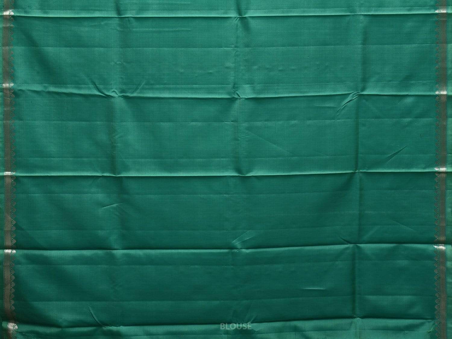 Green and Teal Kanchipuram Silk Handloom Plain Saree with Small Border Design k0509